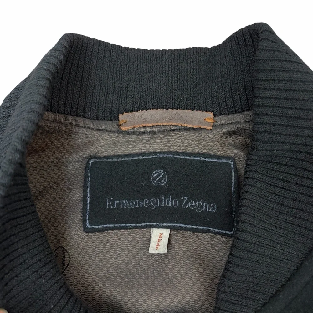 Ermenegildo Zegna Jacket Wool Blend Bomber Black Mens Medium 50